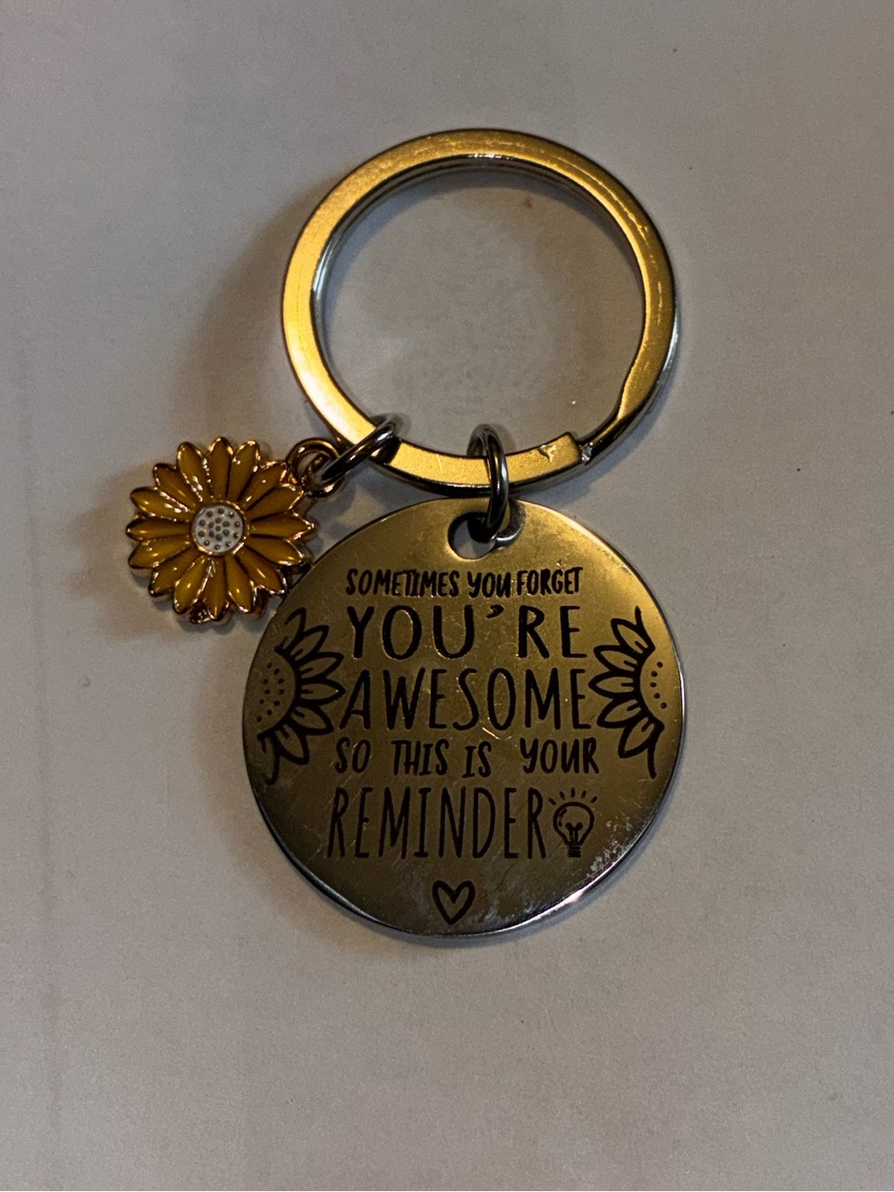 You’re Awesome Sunflower Keychain - Gold Tone